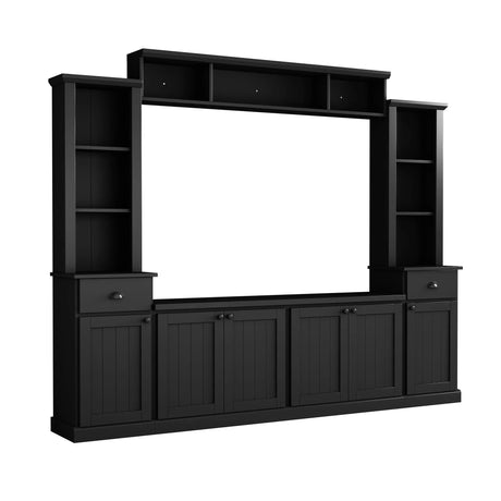 Minimalist Entertainment Wall Unit Set With Bridge For TVs Up To 75" - Furniture Home Direct