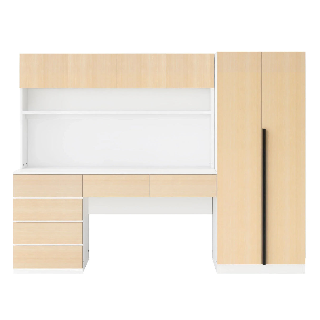2 Door Storage Desk Wardrobe For Bedroom With Shelves And Drawers - Furniture Home Direct