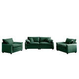 Corduroy Loveseat and 2 Chair Set - Green - Furniture Home Direct