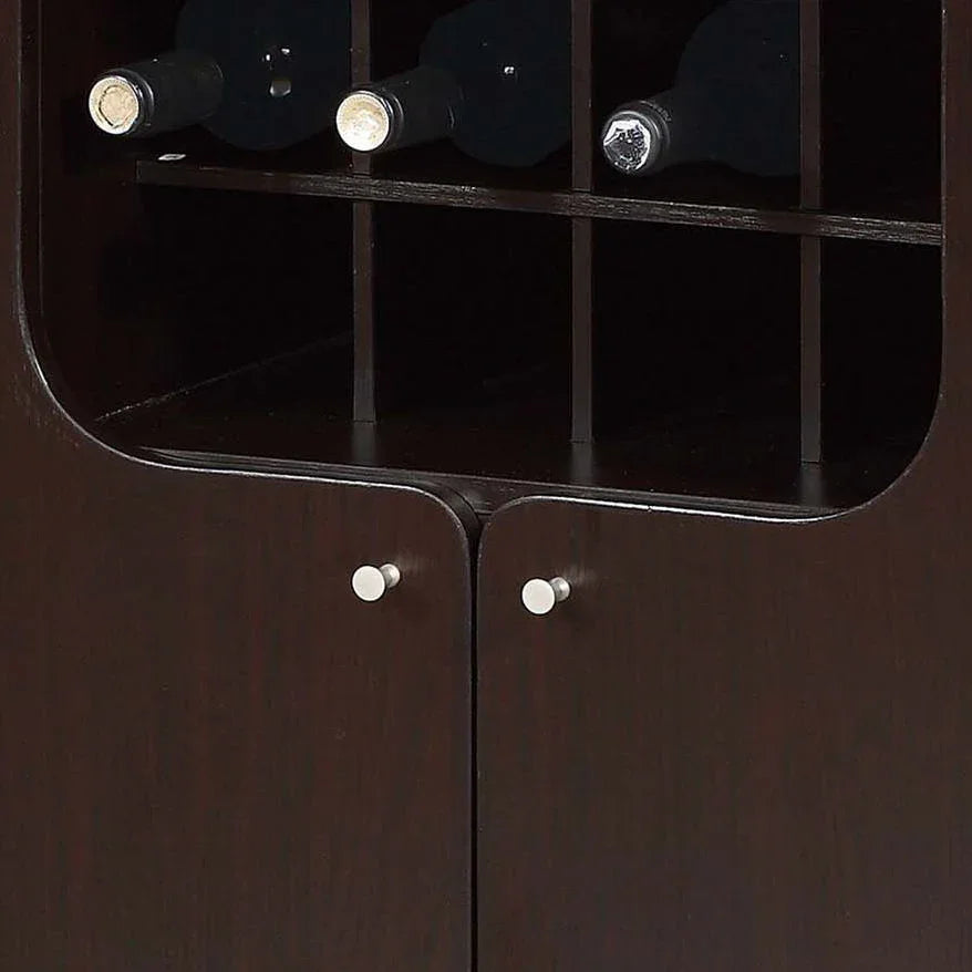 Wine Cabinet With Two Doors Removeable Wine Bottle Rack Metal Wine Glass Racks Four Shelves - Red Cocoa - Furniture Home Direct