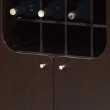 Wine Cabinet With Two Doors Removeable Wine Bottle Rack Metal Wine Glass Racks Four Shelves - Red Cocoa - Furniture Home Direct