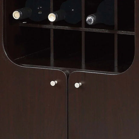 Wine Cabinet With Two Doors Removeable Wine Bottle Rack Metal Wine Glass Racks Four Shelves - Red Cocoa - Furniture Home Direct