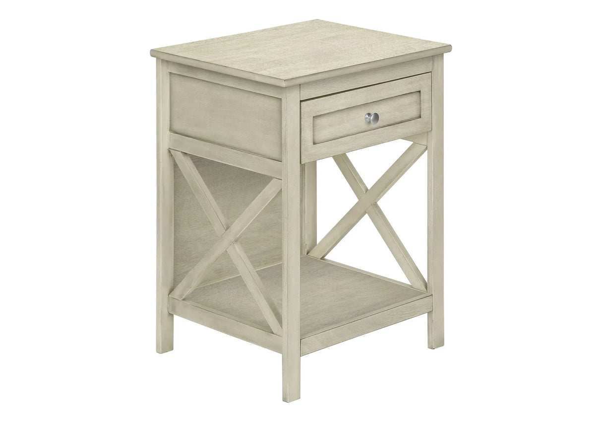 Accent End Table, 2 Tier, Storage Drawer, Transitional Style - Furniture Home Direct
