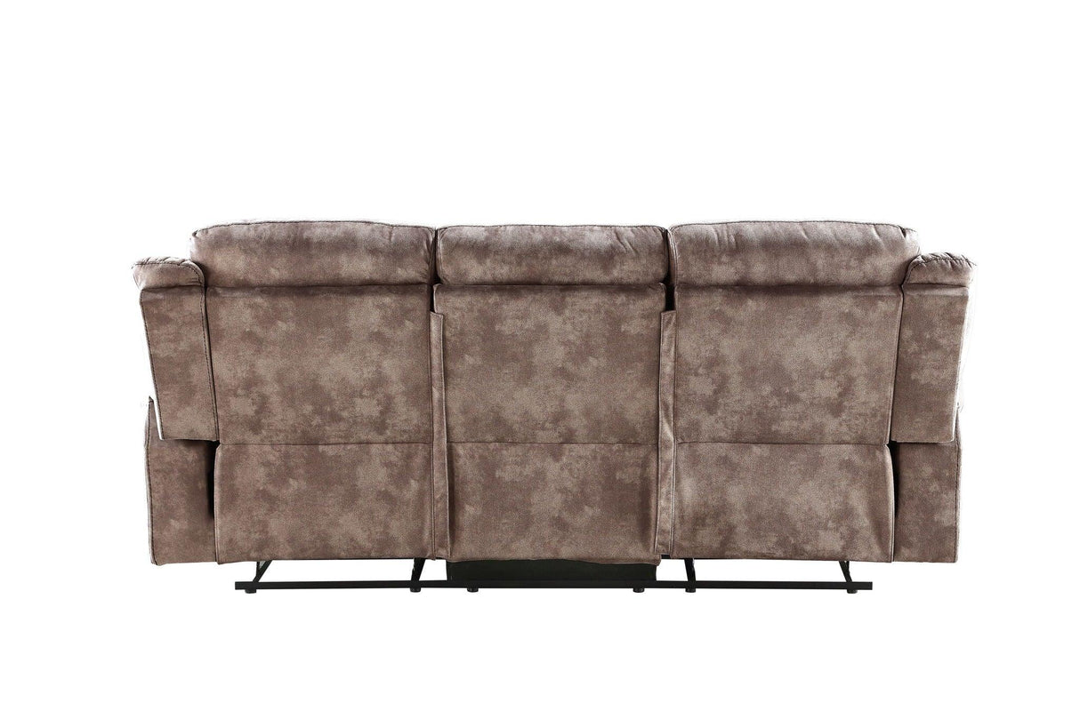 Zubaida - Two Tone Velvet Recliner Sofa With USB Port Drop Down Table - Furniture Home Direct