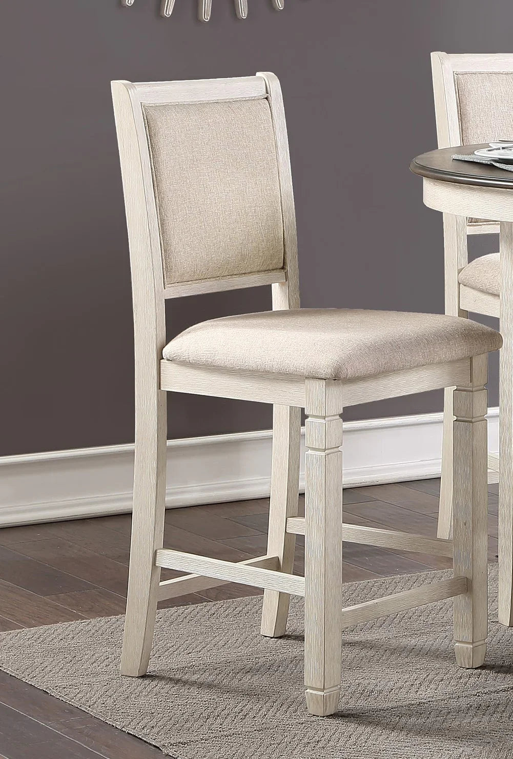 Counter Height Dining Set with Shelves Antique White - Furniture Home Direct