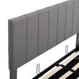 Storage Platform Bed Upholstered Full Size Hydraulic Gray - Furniture Home Direct