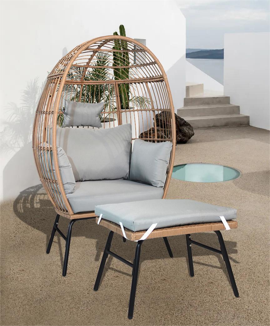 Outdoor Wicker Egg Chair And Footstool - Furniture Home Direct