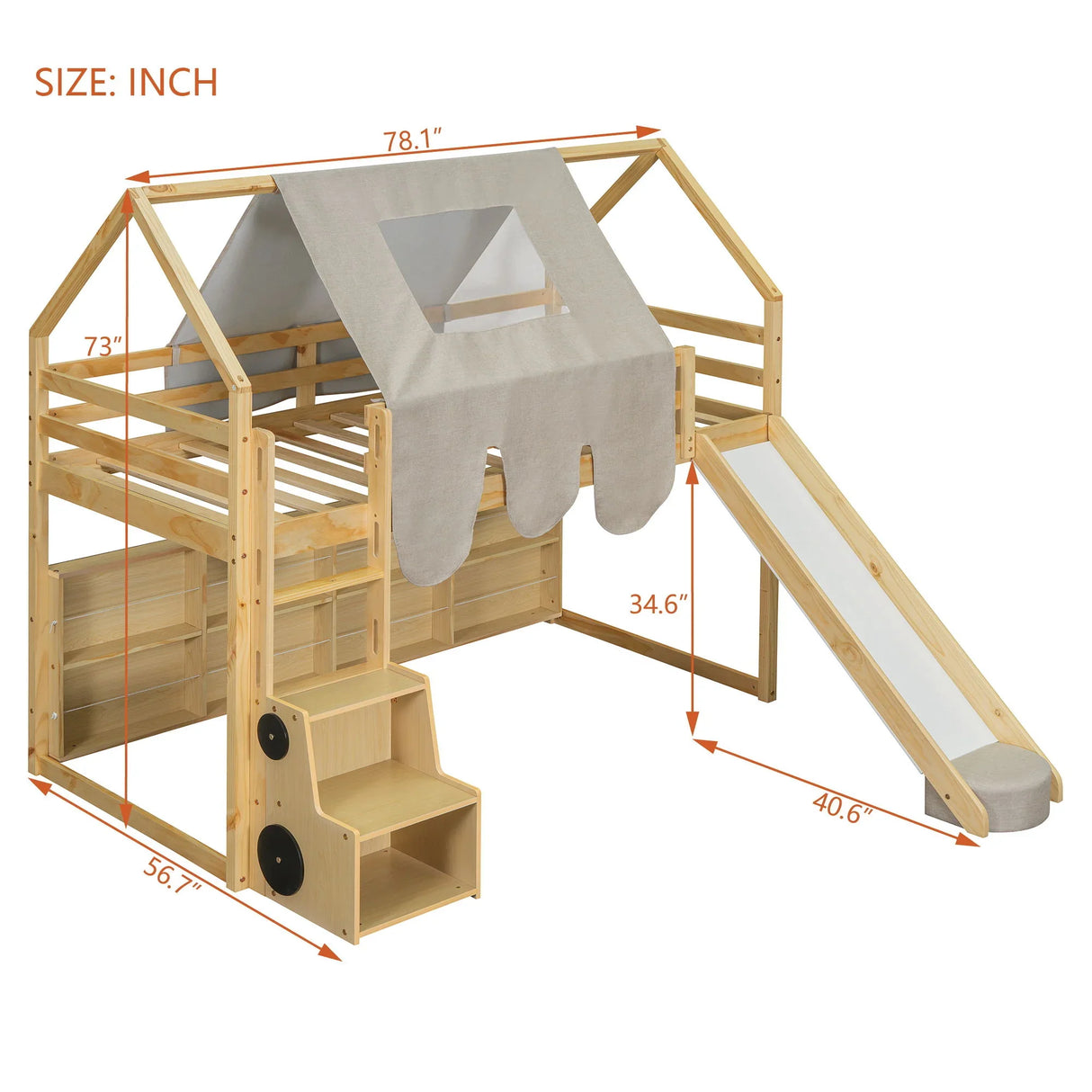 Loft Bed With House Shaped Frame And Tent - Furniture Home Direct