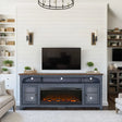 Americana - 86 In Fireplace TV Stand For TVs Up To 95" - Blue - Furniture Home Direct