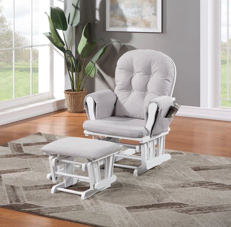 Mason - Glider And Ottoman White Wood - Furniture Home Direct