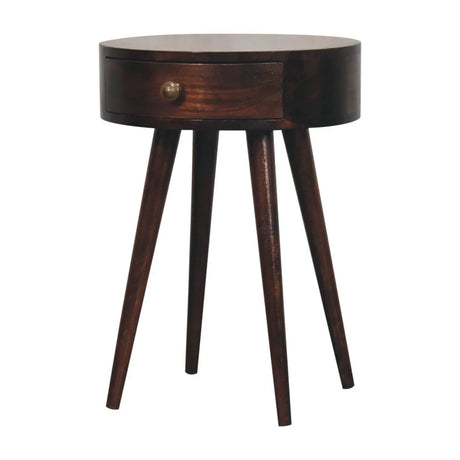 Nordic Circular Shaped Bedside Table - Walnut - Furniture Home Direct