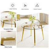 Dining Table Round Glass Top With Gold Legs Transparent - Furniture Home Direct