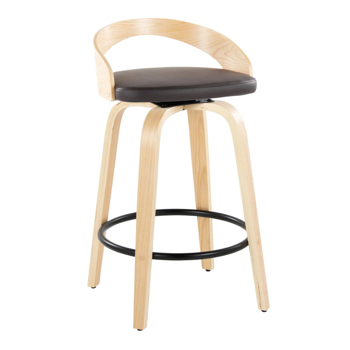 Grotto - Mid-Century Modern Fixed Height Counter Stool Swivel &h Round Footrest - Furniture Home Direct