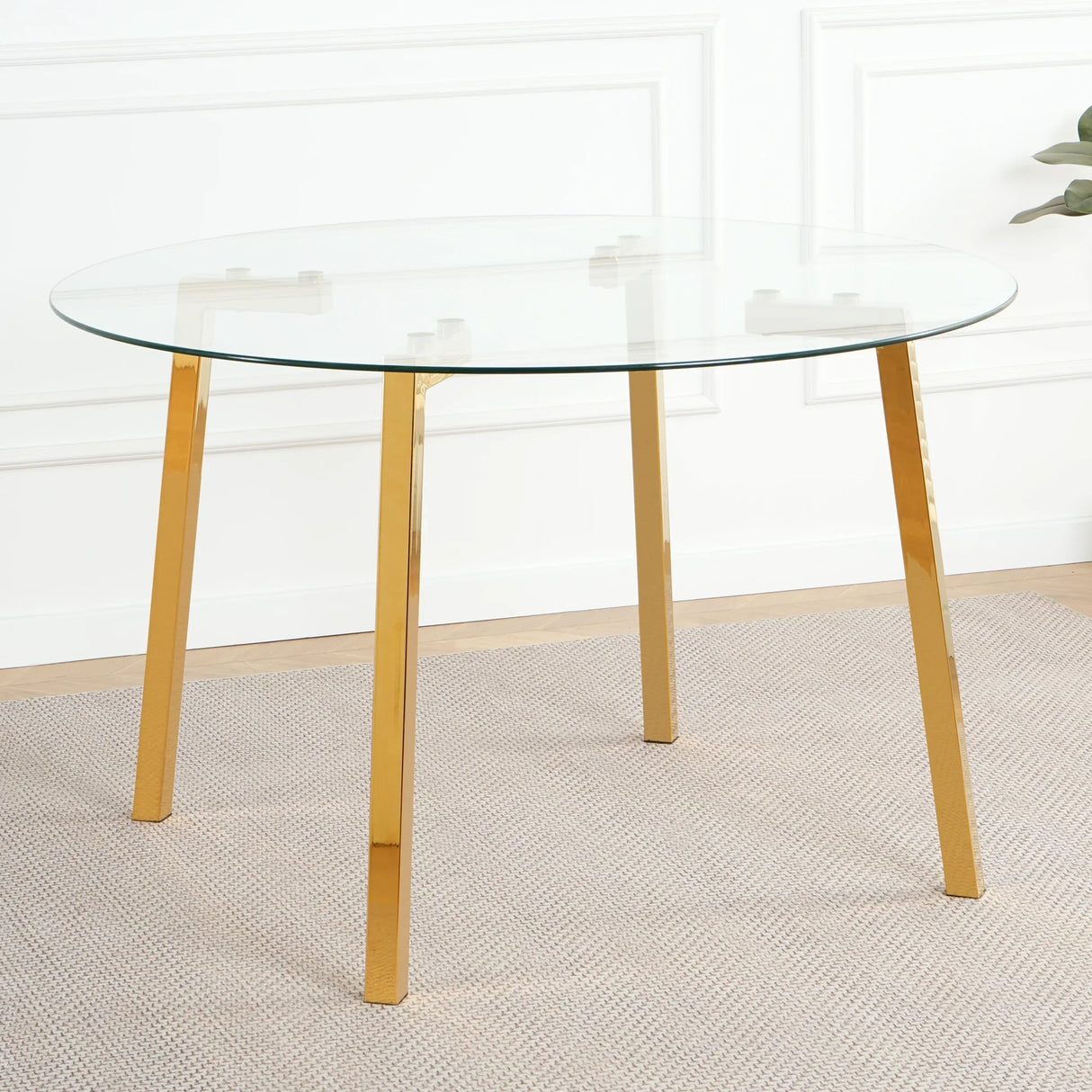 Dining Set Glass Table With Gold Frame Chairs Charcoal - Furniture Home Direct