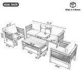 4 Pieces Outdoor Sectional Sofa Set 5 Person Patio Seating Group Outdoor Conversation Set With Cushions And A Coffee Table For Patios - Furniture Home Direct
