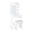 Space Saving Makeup Vanity Desk With Mirror & Adjustable Led Lights, Built-In Power Outlet, Hidden Storage, Includes Stool & Shelf - White - Furniture Home Direct