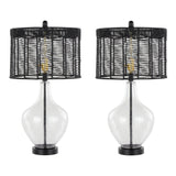 Jenna - Contemporary Table Lamp (Set of 2) - Clear Seeded / Matte Black / Matte Black - Furniture Home Direct