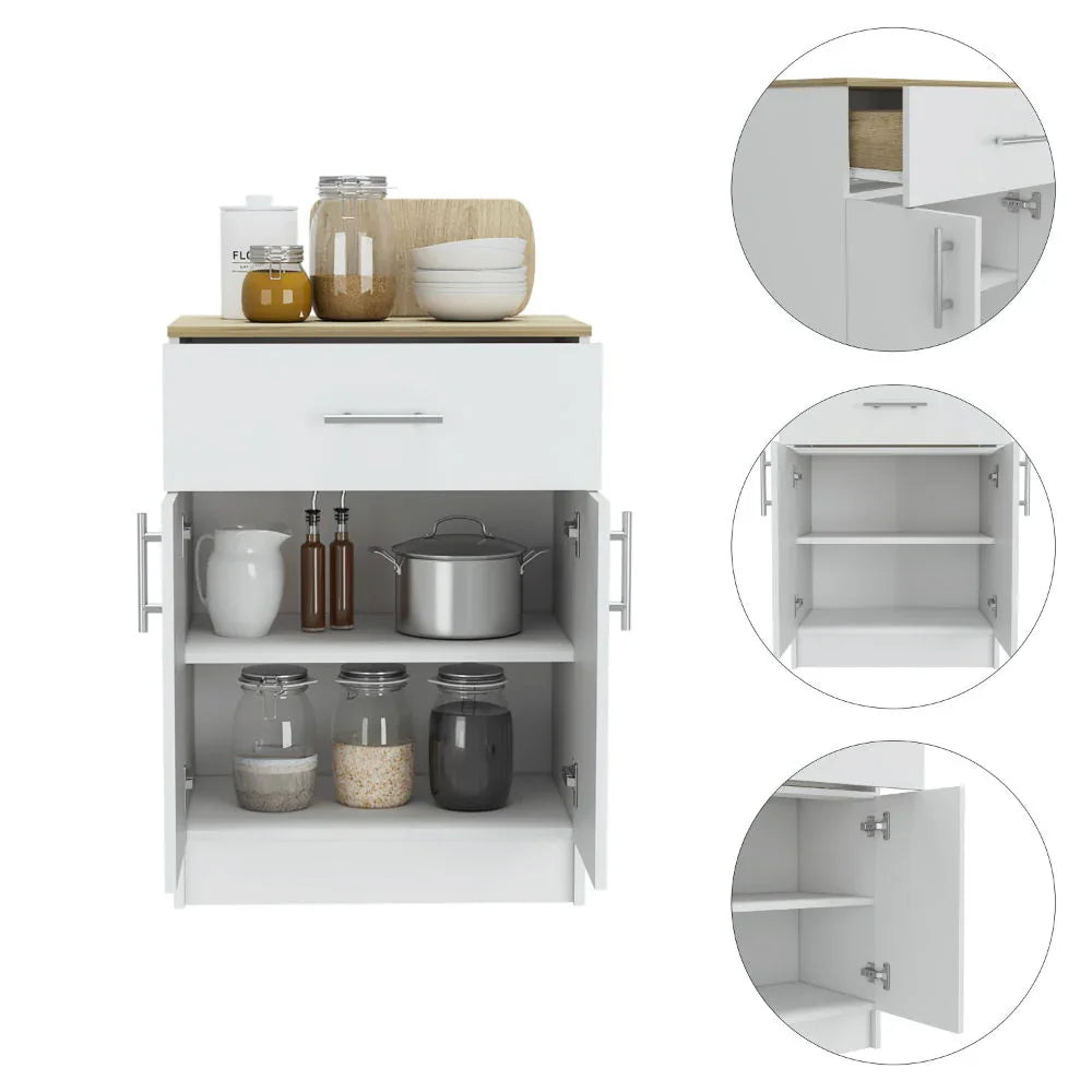 Pantry Storage Organizer Cabinet - White / Light Oak - Furniture Home Direct