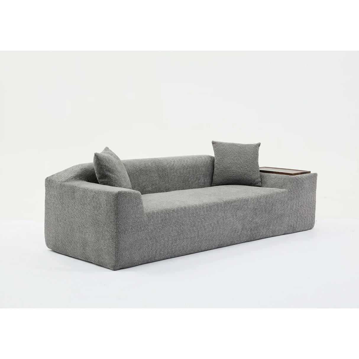 2 Piece Boucle Cloud Living Room Set with 2 Trays - Dark Gray - Furniture Home Direct