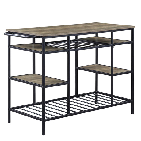 Lona - Kitchen Island - Rustic Oak / Black - Furniture Home Direct