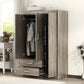 3 Door Wardrobe With 2 Drawers - Furniture Home Direct