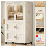 Folding Wardrobe Cabinet With Magnetic Doors, Wheels And Hangers - Furniture Home Direct