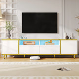 TV Stand For TVs Up To 80", Entertainment Center With 2 Shelves And LED Lights - Furniture Home Direct