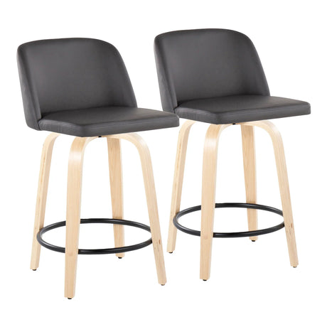 Toriano - Contemporary, Fixed Height Counter Stool With Swivel And Round Footrest (Set of 2) - Furniture Home Direct