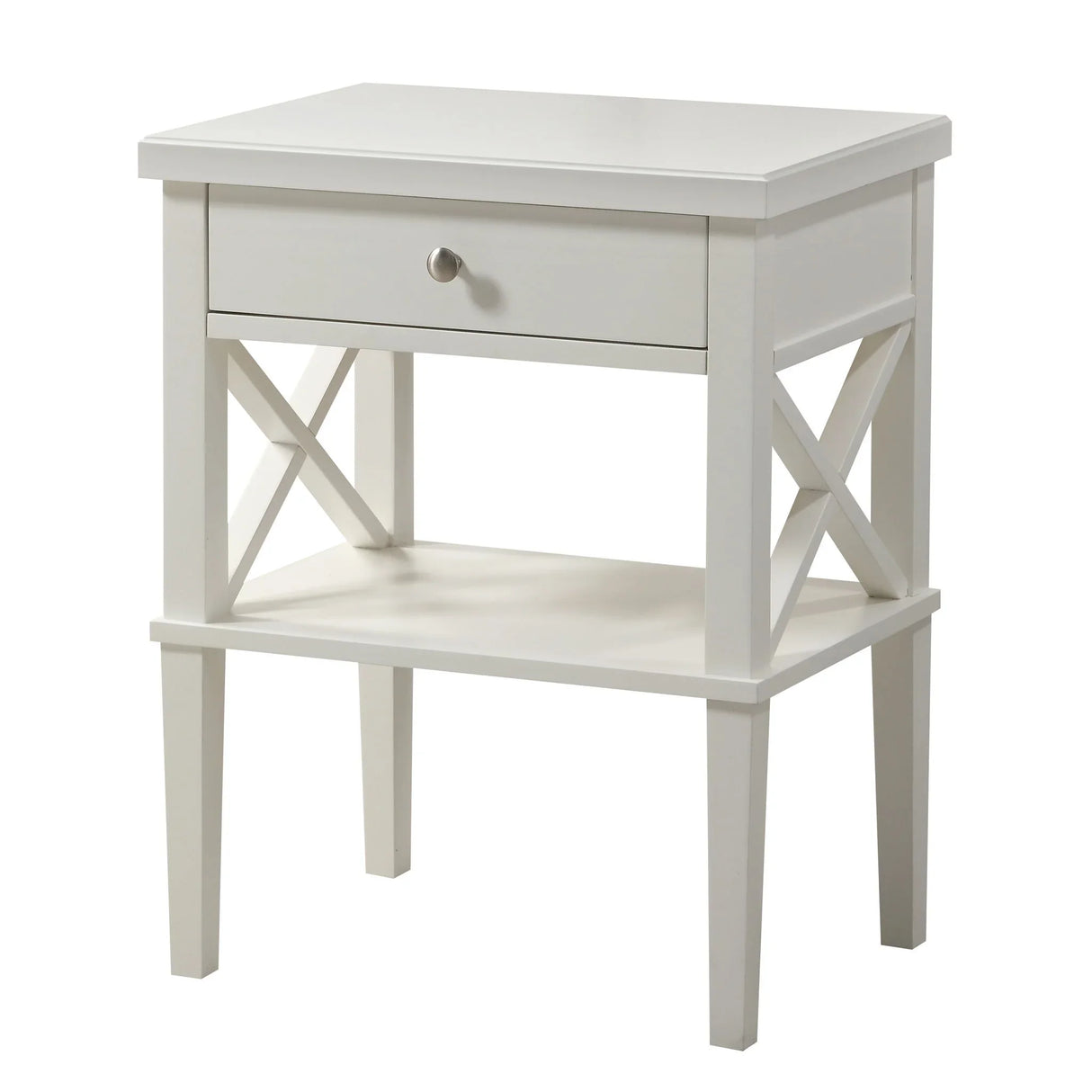 Madison - Nightstand With Open Shelf And Drawer And Decorative Side Panels - Furniture Home Direct