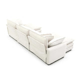 3 Piece Living Room Set with Soft Cushions and Pillows in Corduroy Fabric - Off White - Furniture Home Direct