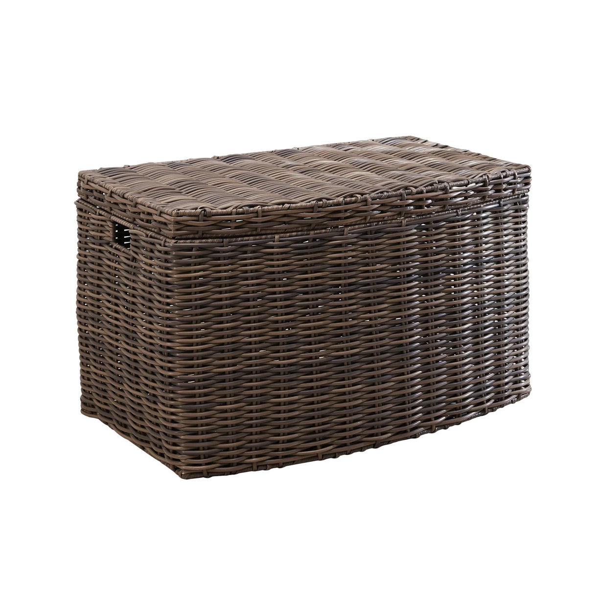 Joseph - Rectangular Curve Resin Woven Wicker Trunk With Handles Multi Purpose Storage - Walnut Brown - Furniture Home Direct