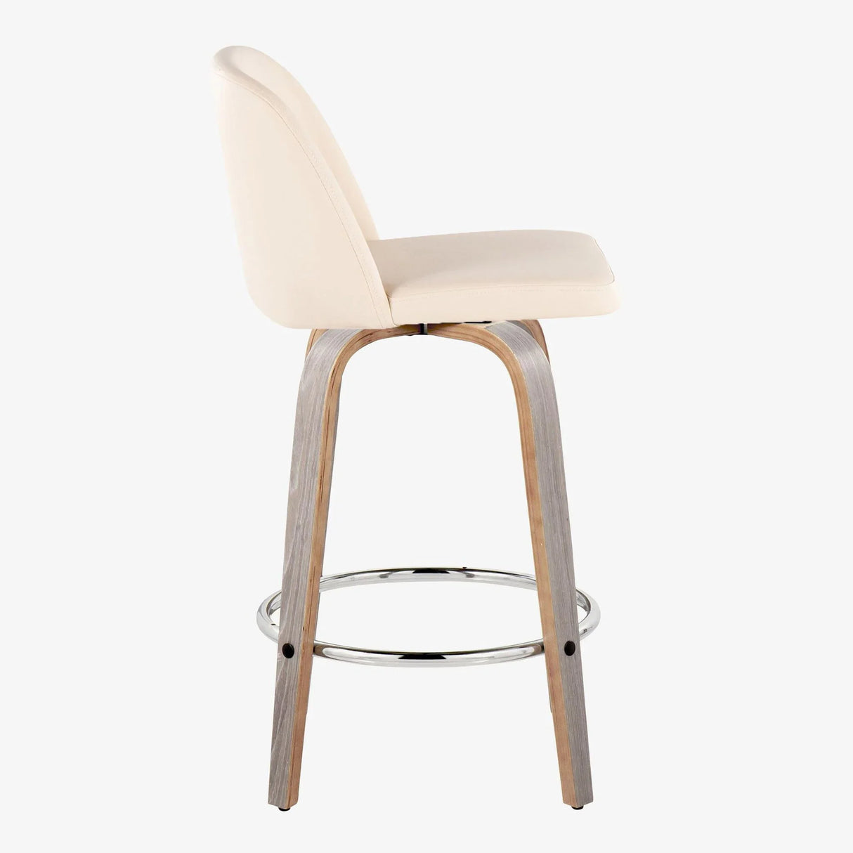 Toriano - Contemporary Fixed Height Counter Stool With Swivel & Round Footrest Modern Design (Set of 2) - Furniture Home Direct