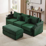 Modern Style Loveseat Sofa Sectional Sofa Couch With Storage Space, A Movable Ottoman, Two USB Ports, Two Cup Holders, A Phone Holder For Living Room - Furniture Home Direct