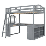 Loft Bed With Drawers, Cabinet, Shelves With Desk - Furniture Home Direct