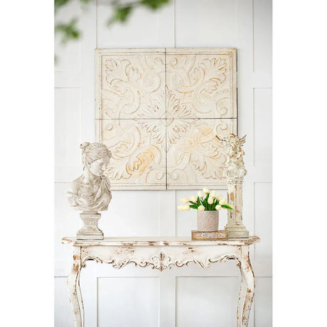 Distressed Wooden Square Wall Panels (Set of 4) - White - Furniture Home Direct