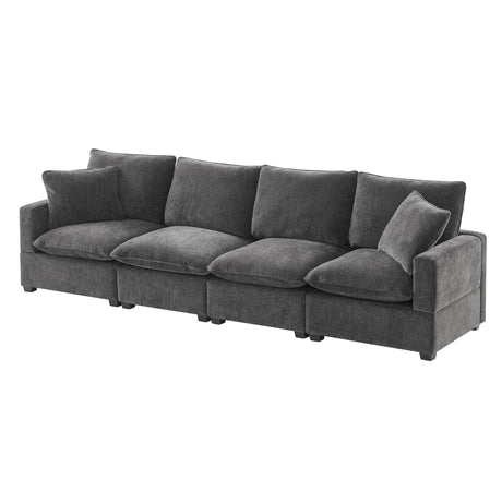 Modern Modular Sofa, 4 Seat Chenille Sectional Couch Set With 2 Pillows Included, Freely Combinable Indoor Funiture For Living Room, Apartment, Office - Furniture Home Direct