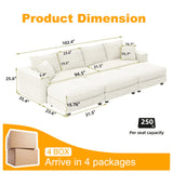 Deep Seat Convertible Sofa With Soft Pillows And Ottomans - Furniture Home Direct