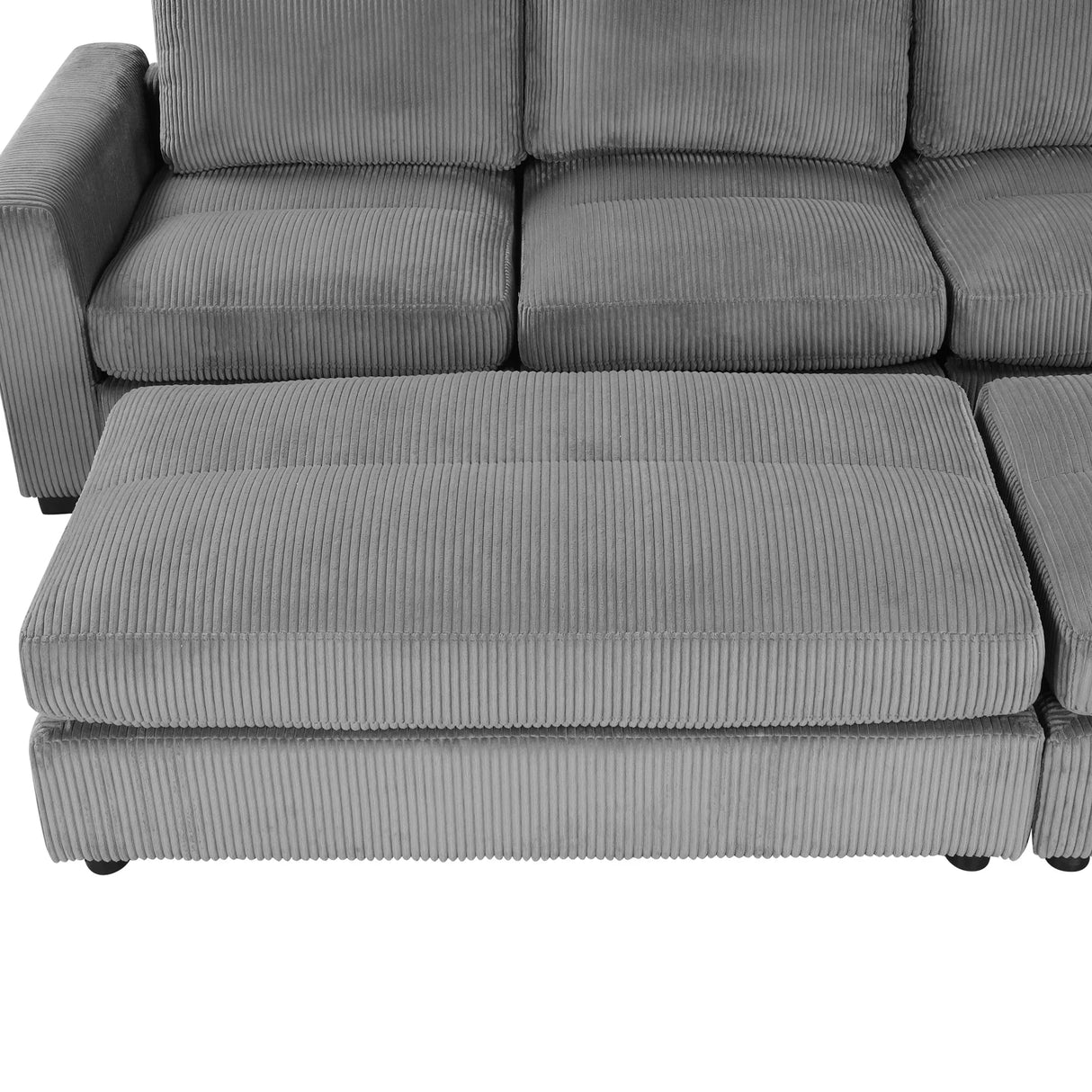 121.3" Modular Sectional Sofa with Two Movable Ottomans, Gray - Furniture Home Direct