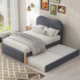 Upholstered Platform Bed With Wood Supporting Feet And Trundle - Furniture Home Direct
