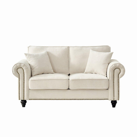 2 Seater Sofa With Rolled Arms, Tufted Upholstered Couch - Furniture Home Direct
