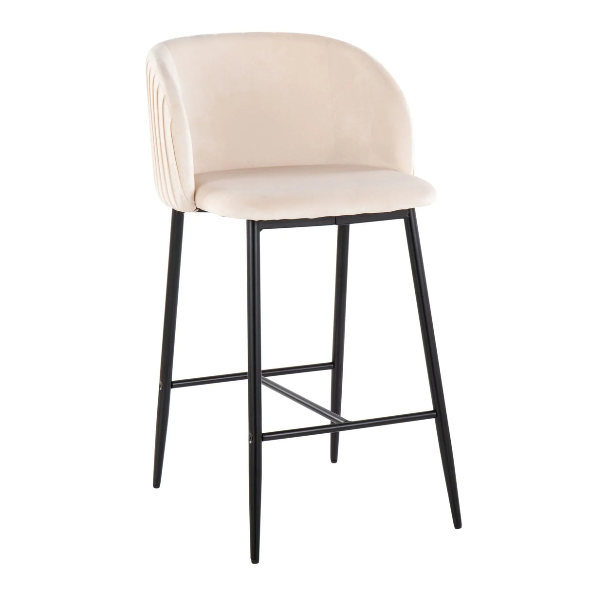 Fran - Pleated Waves Contemporary, Fixed Height Counter Stool (Set of 2) - Furniture Home Direct