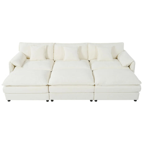 Modern Comfy Deep Seat Modular Sectional Sofa Cloud Couch With Ottoman - Furniture Home Direct