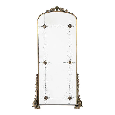 Antique Arched Mirror With Metal Frame, Full Length Mirror For Living Room Bathroom Entryway - Gold - Furniture Home Direct