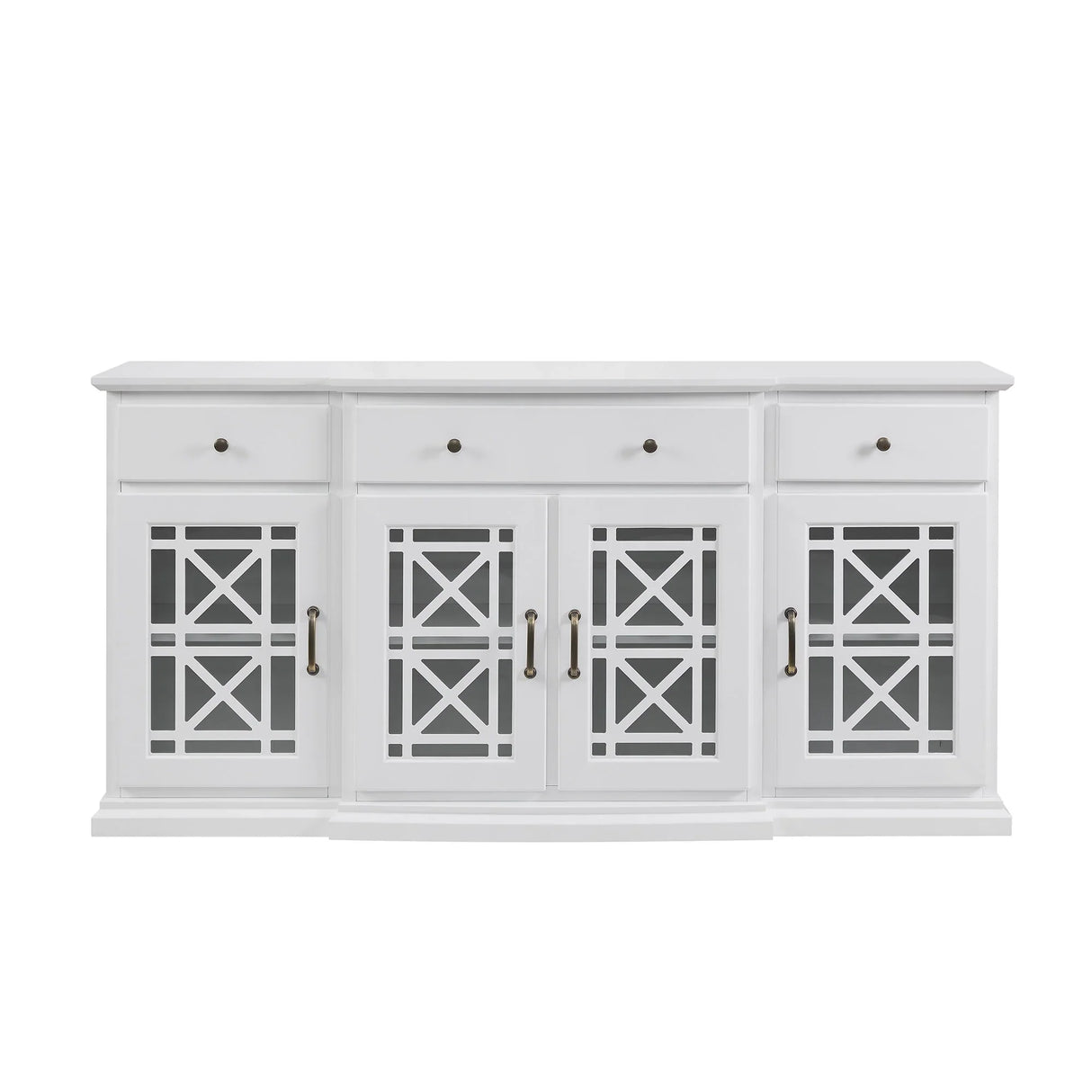 Classic Fretwork Detailed Glass Door Sideboard - Furniture Home Direct