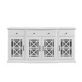 Classic Fretwork Detailed Glass Door Sideboard - Furniture Home Direct