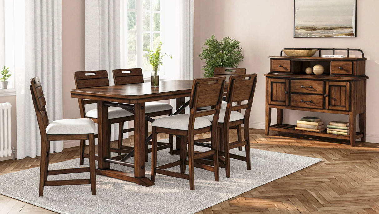 Casual Counter Stool Contrasting Upholstered Seat (Set of 2) - Brown - Furniture Home Direct