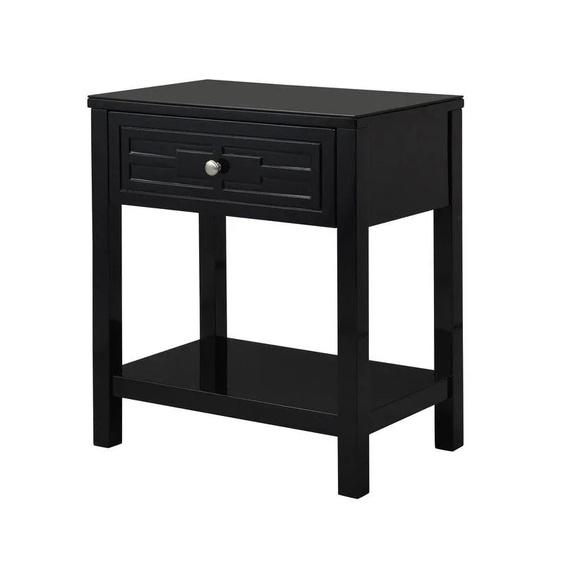 Dylan - Wooden End Side Table Nightstand With Glass Top And Drawer - Furniture Home Direct