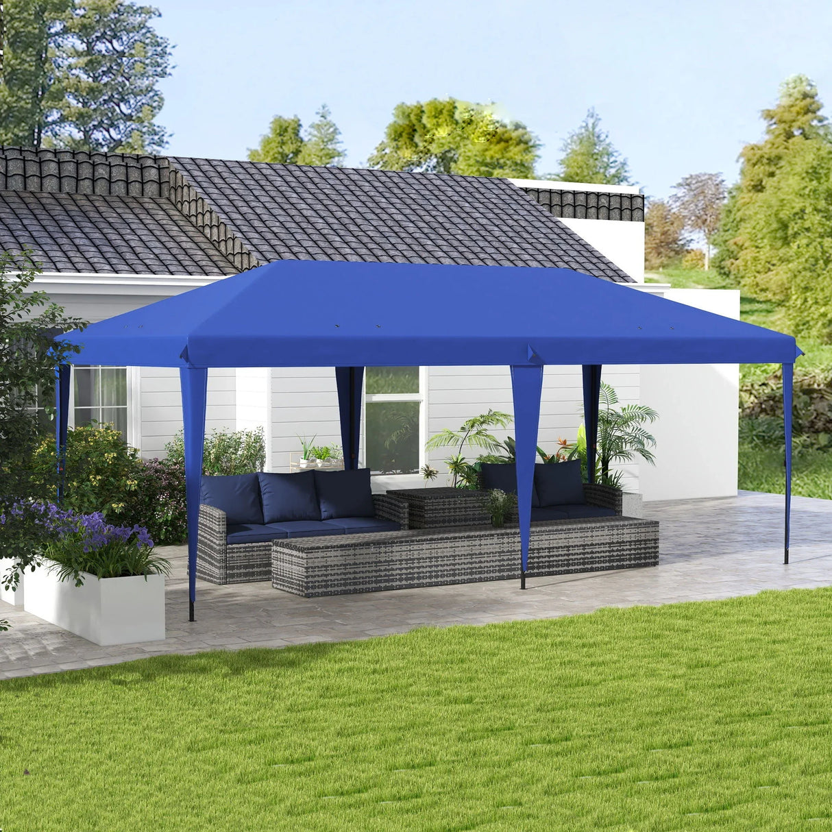 Outsunny - 10' x 19.2' Pop Up Canopy Tent, Heavy Duty Tent For Parties, Outdoor Instant Gazebo Sun Shade Shelter With Carry Bag For Catering, Events, Wedding, Backyard Bbq - Furniture Home Direct
