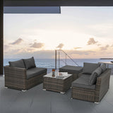 5 Piece Wicker Patio Sectional Set - Gray - Furniture Home Direct