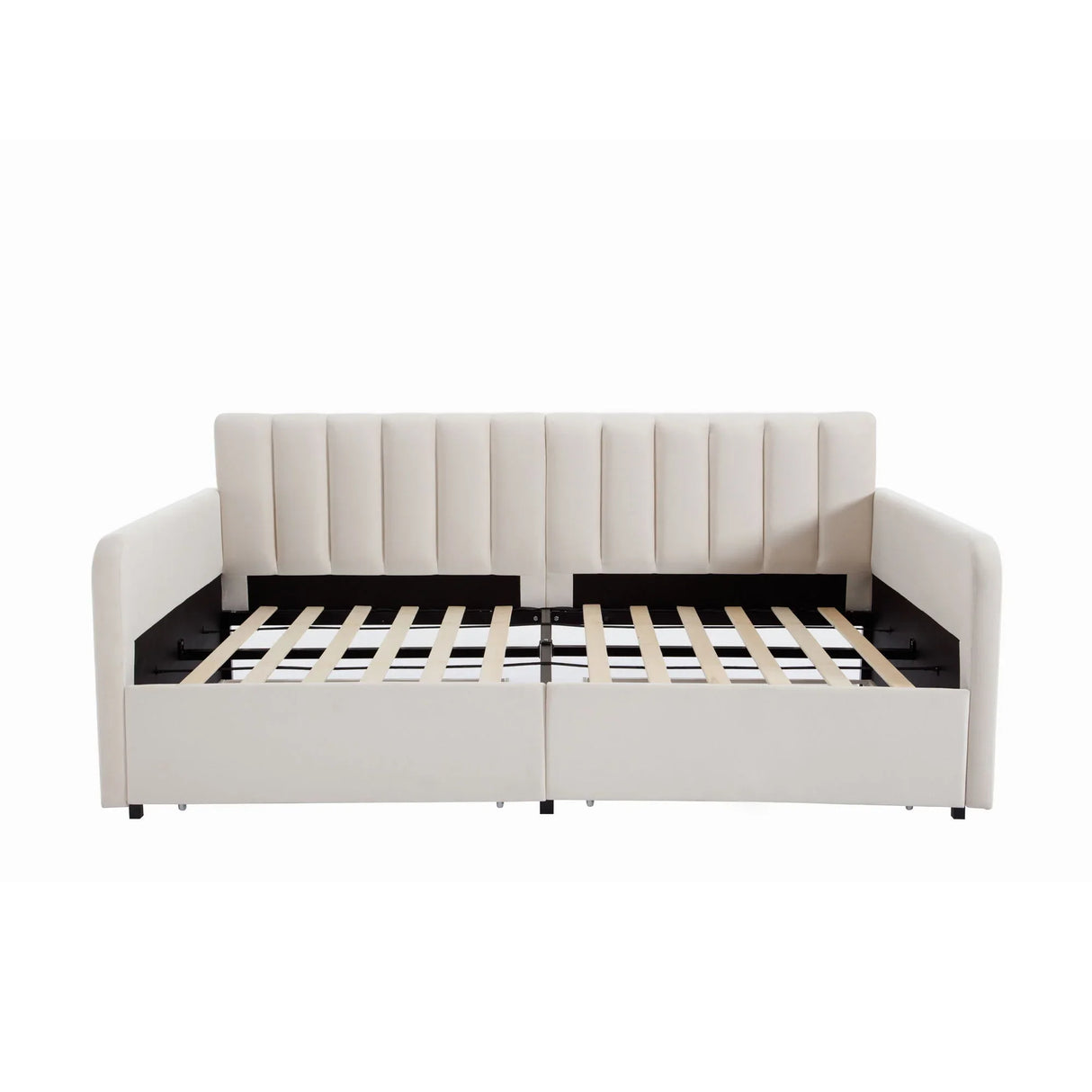 Flora - Upholstered Daybed With 2 Drawers Ribbed Tufted Backrest in Lavish Modern Design - Furniture Home Direct